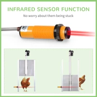 PawHut Automatic Chicken Coop Door with Timer, Light Sensor, Infrared Sensor, Multi-modes Weatherproof Chicken Door with Full Aluminum Body, 14V DC Power Supply, Silver(m-6)