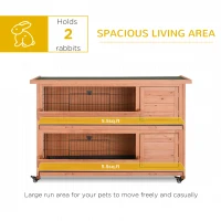 PawHut Outdoor Rabbit Hutch with Wheels, Quick on-the-Go Feeding, Wooden Rabbit Cage, Waterproof, Medium(m-4)