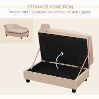 PawHut Pet Sofa Dog Couch Chaise Lounge Pet Bed with Storage Function Small Sized Dog Various Cat Sponge Cushioned Bed Lounge, Beige(m-4)