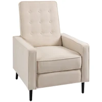 HOMCOM Manual Recliner, Fabric Tufted Club Chair, Home Theater Seating Reclining Sofa for Living Room, Cream White(m-1)