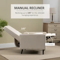 HOMCOM Manual Recliner, Fabric Tufted Club Chair, Home Theater Seating Reclining Sofa for Living Room, Cream White(m-4)