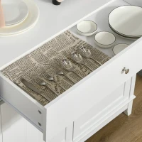 HOMCOM Modern 58" Kitchen Buffet with Hutch, Microwave Cabinet with Drawer and Storage Cupboard for Dining Room, White(m-11)