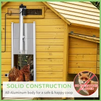 PawHut Automatic Chicken Coop Door with Timer, Light Sensor, Infrared Sensor, Multi-modes Weatherproof Chicken Door with Full Aluminum Body, 14V DC Power Supply, Silver(m-8)