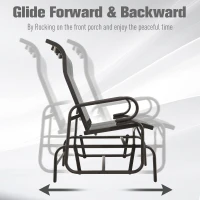 Outsunny Double Seat Glider Garden Bench Outdoor Rocking Porch Chair Yard Swing Chair Rocker Lounger Patio Furniture Grey(m-7)