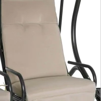 Outsunny Modern 2-Seater Outdoor Patio Swing Chair, Porch Seats with Cup Holder and Removeable Canopy, Beige(m-10)