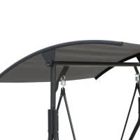 Outsunny 2-Seat Outdoor Porch Swing, with Pivot Storage Table, Cup Holder, & Adjustable Overhead Canopy, Stand's Skid-Resistant Feet Pad, Breathable Mesh Seat, Steel Frame, for Patio, Gray(m-9)