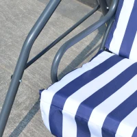 Outsunny 3-Person Porch Swing with Canopy, Patio Swing Chair, Outdoor Canopy Swing Bench with Adjustable Shade, Cushion and Steel Frame, Dark Blue(m-11)