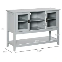 HOMCOM Modern Sideboard Accent Console Table Buffet with Glass Doors & Storage Shelf, Grey(m-3)