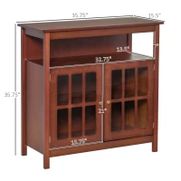 HOMCOM Kitchen Sideboard Glass Door Storage Cabinet with Adjustable Shelf for Dining, Living Room, Wine Red(m-3)