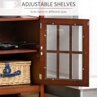 HOMCOM Kitchen Sideboard Glass Door Storage Cabinet with Adjustable Shelf for Dining, Living Room, Wine Red(m-6)