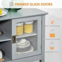 HOMCOM Modern Sideboard Accent Console Table Buffet with Glass Doors & Storage Shelf, Grey(m-6)
