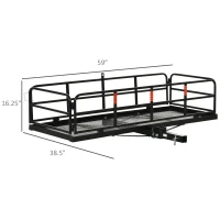 Aosom Folding Cargo Carrier Luggage Basket Cargo Rack Rear 400lbs Capacity Trailer Hitch Mount Steel Frame with 2" Standard Hitch, Black(m-3)