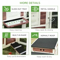 PawHut 79'' Chicken Coop Wooden Hen House Rabbit Hutch Poultry Cage Pen Outdoor Backyard with Nesting and Running Box, Ladder, Removable Tray, Multiple Doors (Red & White)(m-7)