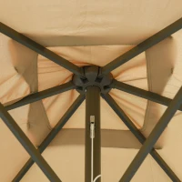 Outsunny 6.5x10ft Patio Umbrella Rectangle Solar Powered Tilt Aluminum Outdoor Market Parasol with LEDs Crank (Light Coffee)(m-8)