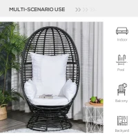Outsunny Outdoor Round PE Ratttan Wicker 360 Degree Swivel Basket Egg Chair with Cushion,  Black(m-5)