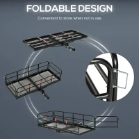 Aosom Folding Cargo Carrier Luggage Basket Cargo Rack Rear 400lbs Capacity Trailer Hitch Mount Steel Frame with 2" Standard Hitch, Black(m-6)