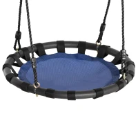 Outsunny 23.5 Inch Saucer Tree Swing, Outdoor Flying Swing for Kids with Adjustable Hanging Ropes, Metal Frame, Breathable Mesh, Blue(m-2)