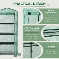 Outsunny 28" x 20" x 63" Portable Greenhouse with 4 Tier Shelves Outdoor Hot House Plant Flower Greenhouse, Steel Frame, PE Cover, Green(m-4)