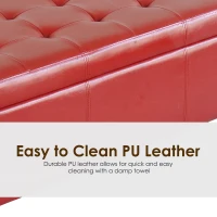 HOMCOM 50.5" Faux Leather Rectangular Tufted Storage Ottoman, Bright Red(m-7)