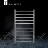 HOMCOM 10-Bar Curved Towel Warmer Wall Mounted Electric Heated Shelf Stainless Steel Home Bathroom Towel Drying Rack, (20.75"Wx5.5"Dx34.25"L)(m-7)