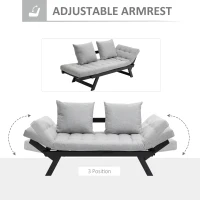 HOMCOM Convertible Sofa Bed Futon Loveseat Living Room with Pillow, Adjustable 3-Position Sofa Bed Soild Wood Frame, Light Grey(m-5)