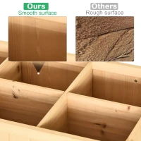 Outsunny 43.25" x 18" x 30" Raised Garden Bed, Wooden Plant Stand with 8 Grid Box, Storage Shelf for Outdoor, Natural Wood Colour(m-5)