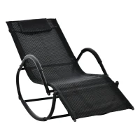 Outsunny Zero Gravity Rocking Lounge Chair, Patio Rocker w/ Removable Pillow, Recliner Seat for Indoor & Outdoor, Breathable Texteline, Black(m-2)