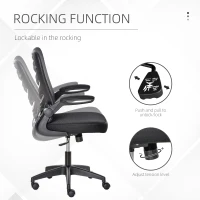 Vinsetto Mid Back Office Chair, Mesh Computer Desk Chair with Lumbar Back Support, Flip-up Arm, Adjustable Height, Black B(m-5)