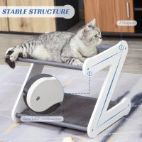 PawHut Two Tier Cat Bed for Indoor Living Room Pet Furniture Kitty Small Dog House Z Shaped with Padded and Plush Mat Grey(m-5)