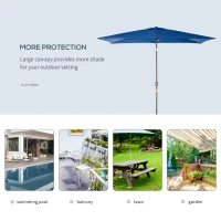 Outsunny 6.5x10ft Patio Umbrella Rectangle Aluminum Tilt Garden Market Parasol Outdoor Sunshade Canopy with Crank (Dark blue)(m-7)