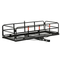 Aosom Folding Cargo Carrier Luggage Basket Cargo Rack Rear 400lbs Capacity Trailer Hitch Mount Steel Frame with 2" Standard Hitch, Black(m-2)