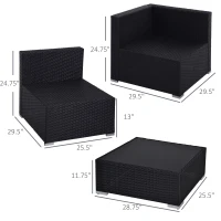 Outsunny 7 Pieces Patio Furniture Set, Outdoor Garden Sofa Set Sectional Set All Weather Rattan Conversation Set, Black Khaki(m-3)