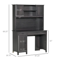 HOMCOM Computer Desk with Storage Drawers, Study Table with Hutch, Shelves, Cable Management for Home Office Workstation, Coffee(m-3)