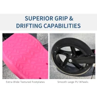 Qaba Kids/Adult Drifting Scooter 3 Wheels Scooter Foldable Child Tri Speeder Slider Swing Drifter Winged Push Motion Kickboard Height Adjustable for Age 6+ Pink(m-7)