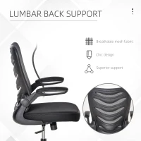 Vinsetto Mid Back Office Chair, Mesh Computer Desk Chair with Lumbar Back Support, Flip-up Arm, Adjustable Height, Black B(m-6)