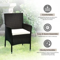 Outsunny 2 Piece Patio Armchair Wicker Chair Outdoor Modern PE Rattan w/ Cushion Brown(m-7)