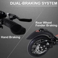 Soozier Kick Scooter Folding Adjustable Ride On Toy w/ Dual Braking System, Rear Shock Absorption and 8" Big Wheels For 14+ Teens Adult, Black(m-5)