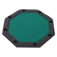 Soozier 48" 8 Person Octagon Foldable Poker Table Cover with Padded Rails and Cup Holders(m-1)