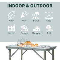 Outsunny 23" Portable Camping Table with Faucet Aluminum Lightweight Portable Folding Easy Clean Camping Table with Carrying Handle(m-7)
