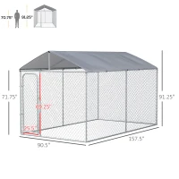 PawHut Dog Kennel Heavy Duty Playpen with Galvanized Steel Secure Lock Mesh Sidewalls and Waterproof Cover for Backyard & Patio, 13' x 7.5' x 7.5'(m-3)