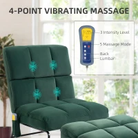 HOMCOM Accent Chair with Ottoman, Velvet Club Chair with Vibration Massage, Remote Control and Metal Legs for Living Room, Bedroom, and Home Office, Green(m-4)