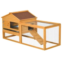 PawHut 62.2" x 22.4" x 28.7" Rabbit Hutch Bunny Hen House with Run Fir Wood(m-2)