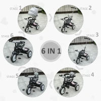 Qaba Baby Tricycle 2 In 1 Baby Stroller Kid Trike with Adjustable Canopy Grey(m-5)