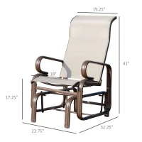 Outsunny Garden Single Glider Chair Patio Rocker Outdoor Rocking Recliner Outdoor Porch Gliding Seat Furniture Texteline Swing Armchair Grey(m-3)