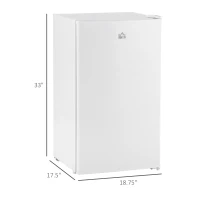 HOMCOM Mini Fridge with Freezer, 3.2Cu.Ft Compact Refrigerator with Adjustable Shelf, Mechanical Thermostat and Reversible Door for Bedroom, Dorm, White(m-3)