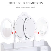 HOMCOM Makeup Dressing Table Vanity Set with Tri-Folding Mirror, 7 Drawers, Cushioned Stool(m-5)