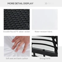 Outsunny Outdoor Round PE Ratttan Wicker 360 Degree Swivel Basket Egg Chair with Cushion,  Black(m-6)