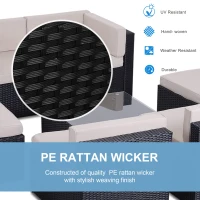 Outsunny 7 Pieces Patio Furniture Set, Outdoor Garden Sofa Set Sectional Set All Weather Rattan Conversation Set, Black Khaki(m-5)