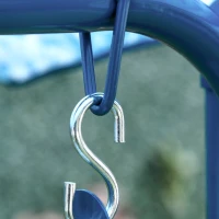 Outsunny Kids Porch Swing, Outdoor 2-Seat Children Patio Chair, Toddler Glider with Adjustable Canopy, Seat Belt for Garden Backyard Shark Pattern(m-13)