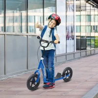 HOMCOM Adjustable Kids Pro Stunt Scooter Children Street Bike Bicycle Ride On with 12” Tire (Blue)(m-1)